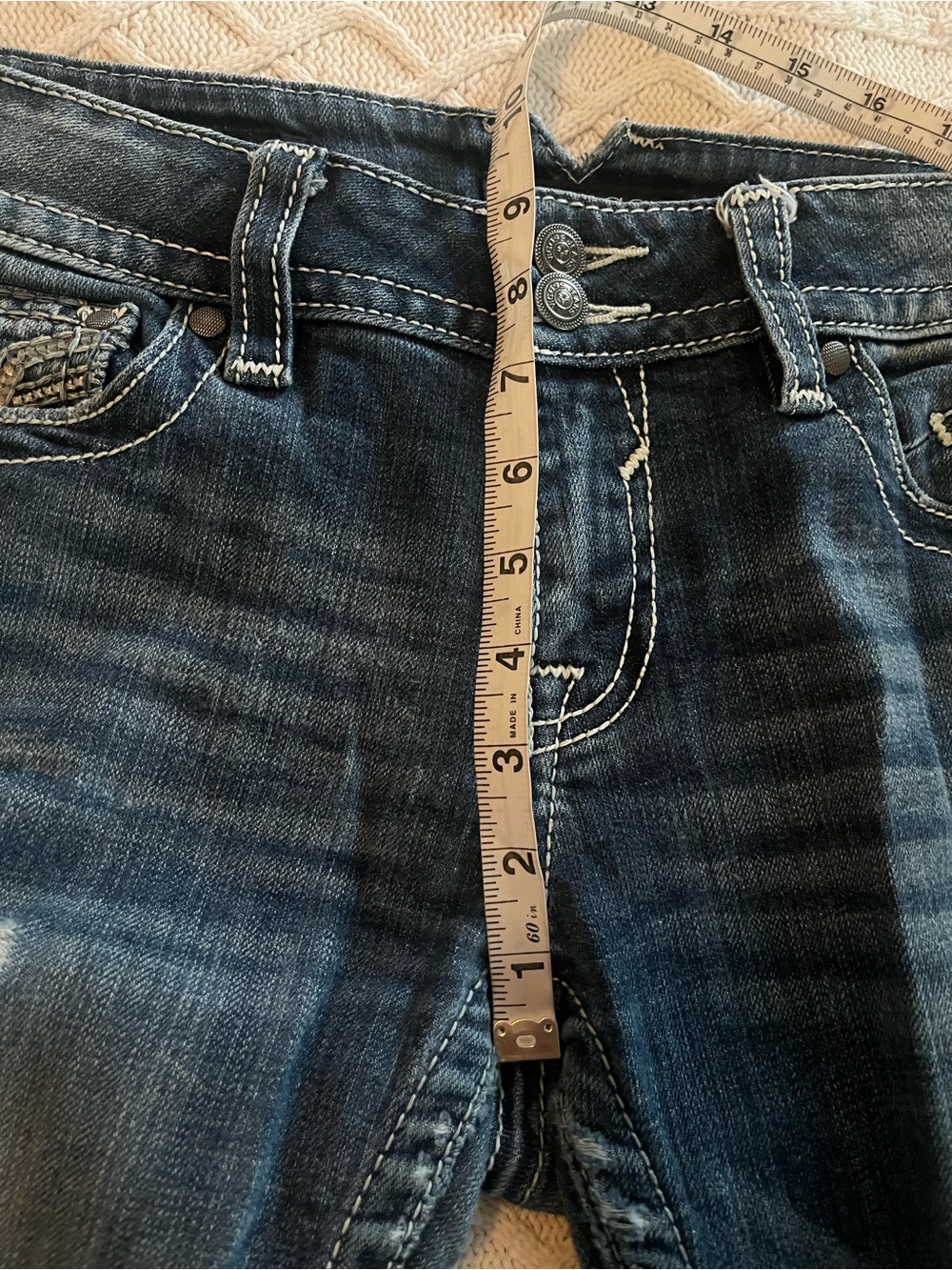 Vigoss Dark Blue Distressed Women’s Skinny Cropped Jeans Size 29 - Picture 11 of 16